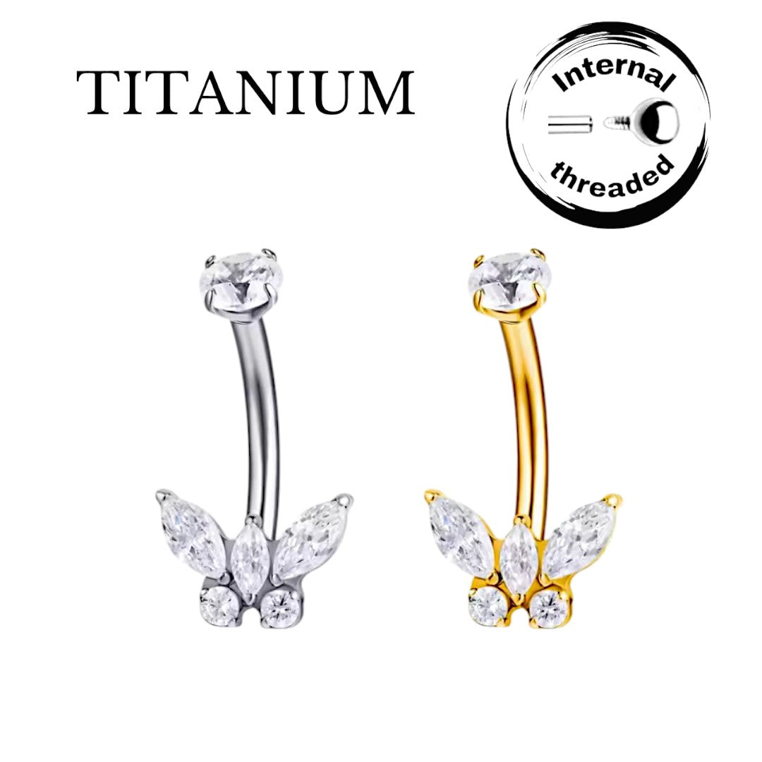 Implant Grade ASTM F136 Titanium Butterfly Belly Button Internaly Treaded