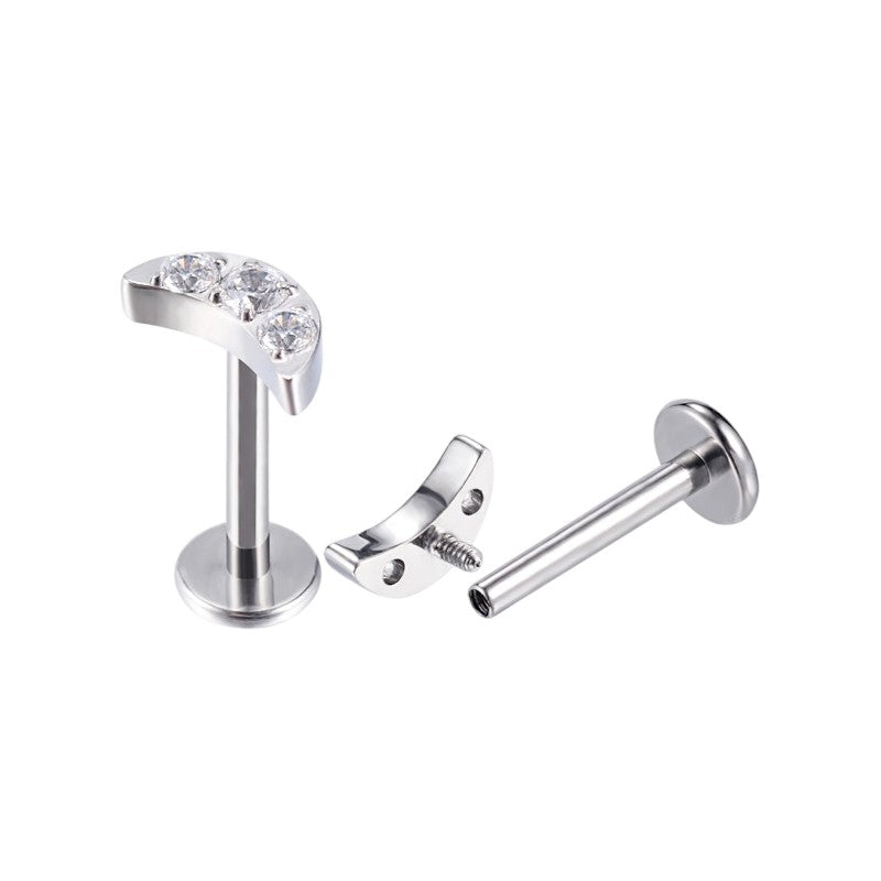 Implant Grade ASTM F136 Titanium CZ Paved Moon Internaly Threaded Labret
