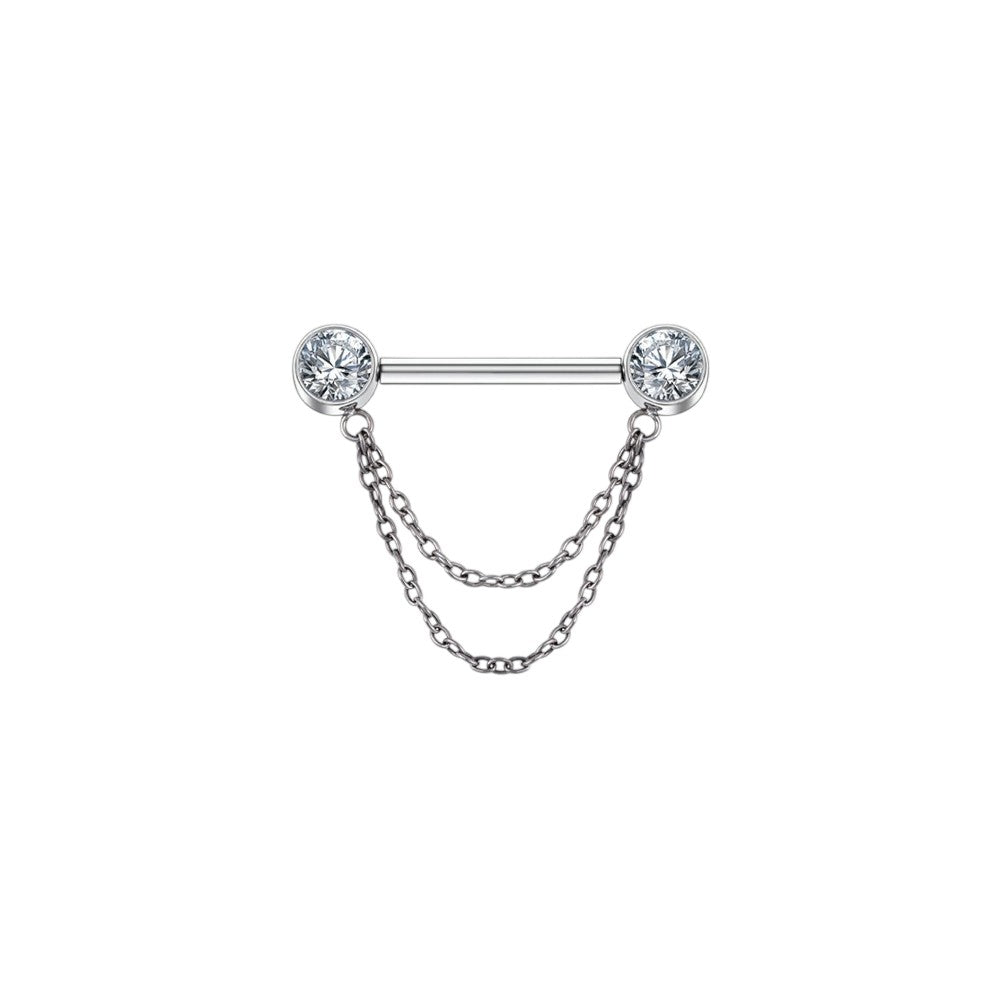 Implant Grade ASTM F136 Titanium 2 Chains Stone Push In