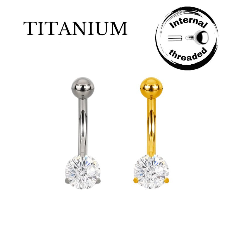 Implant Grade ASTM F136 Titanium Stone Belly Button Internaly Treaded