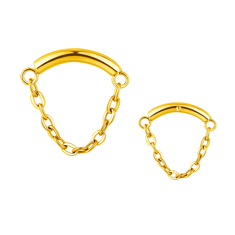 Implant Grade ASTM F136 Titanium Chain Hangs Curved Bar Internaly Threaded Labret