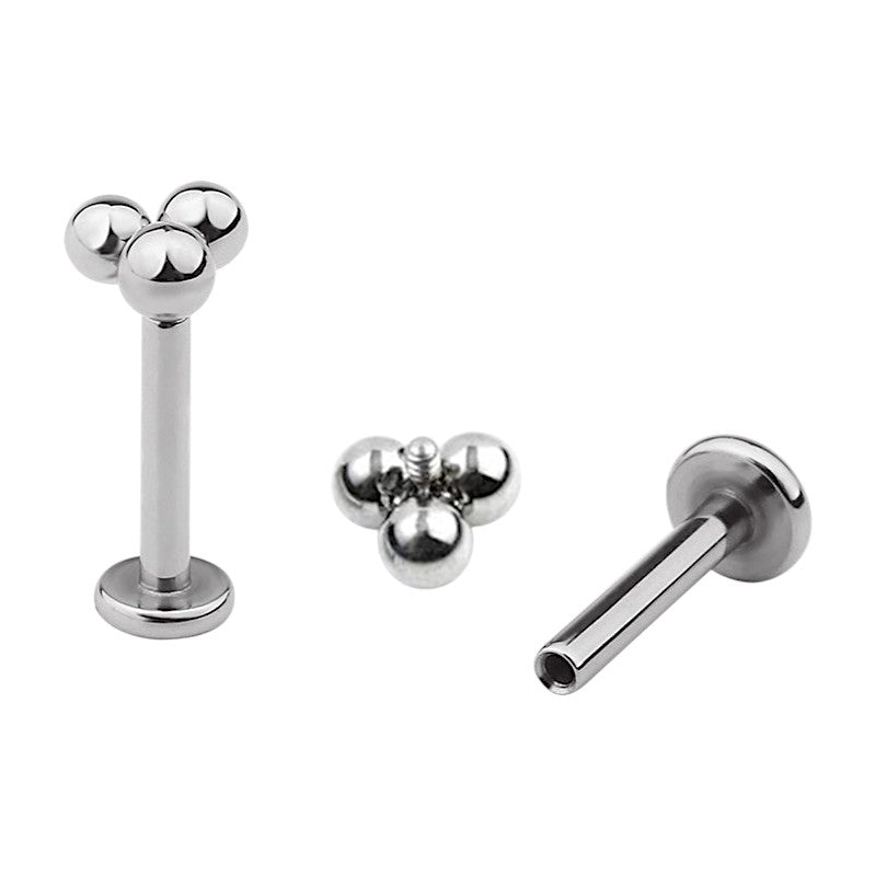 Implant Grade ASTM F136 Titanium 3 Balls Internaly Threaded Labret
