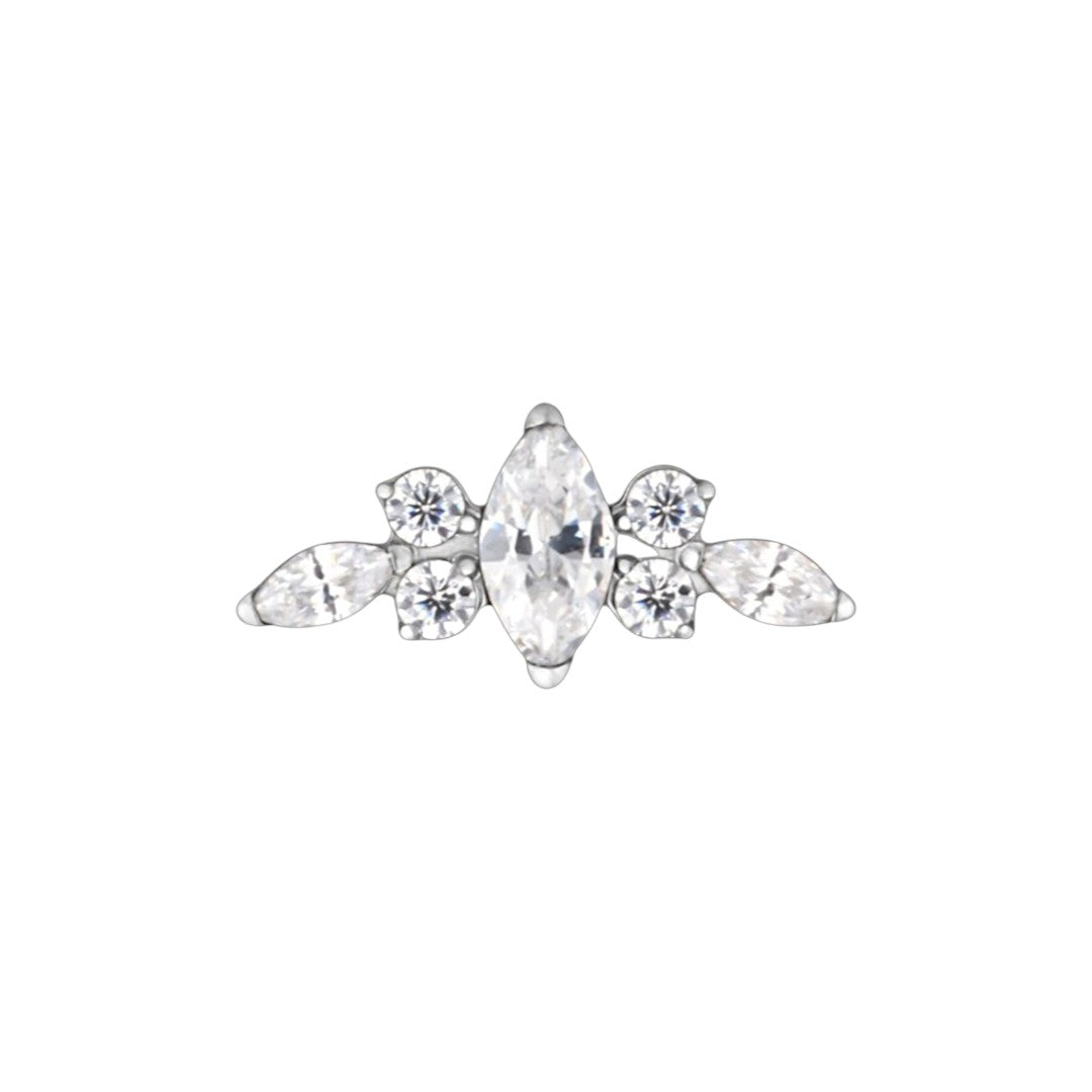 Implant Grade ASTM F136 Titanium 3 Marquise CZ And 4 CZ Flower Internaly Threaded Labret