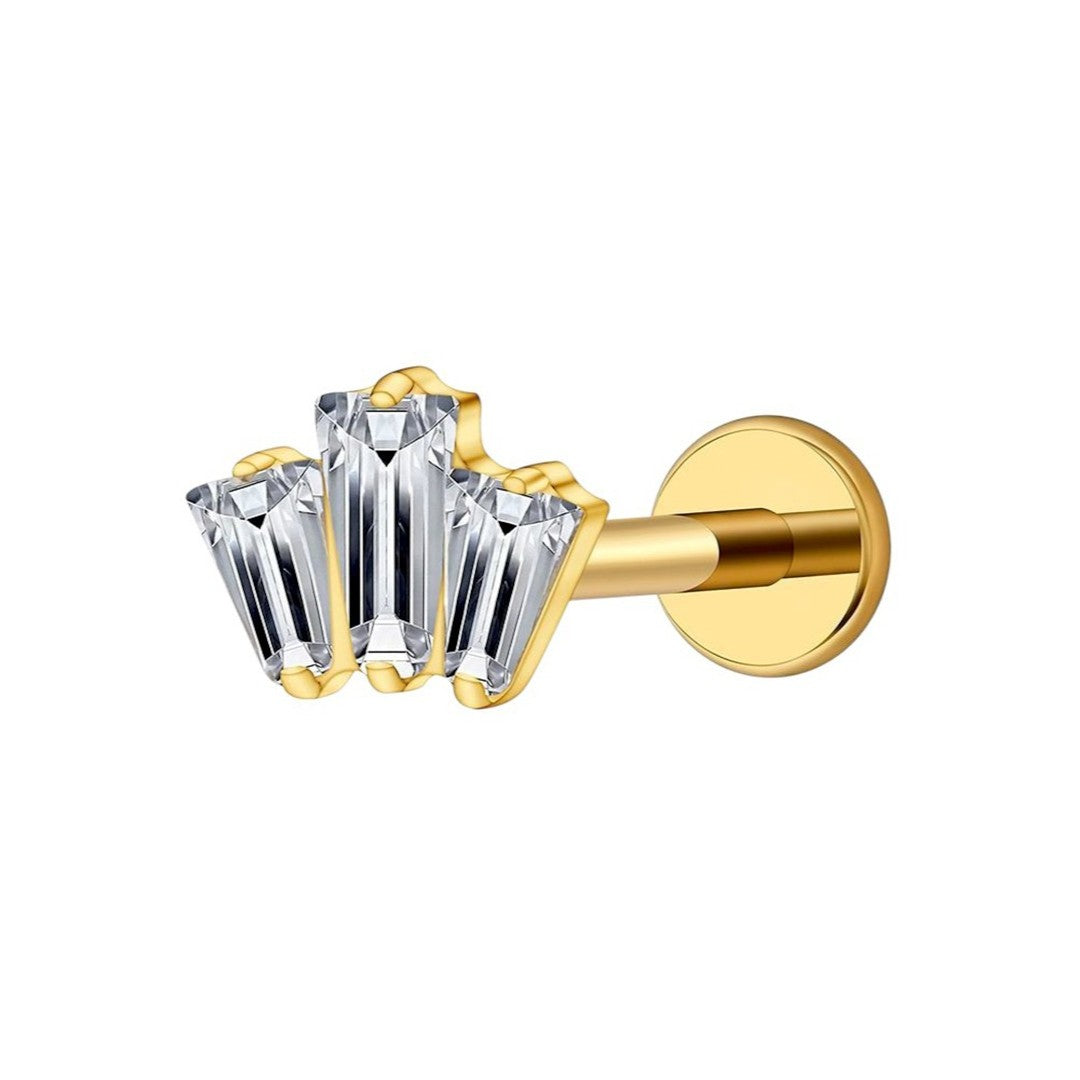 Implant Grade ASTM F136 Titanium 3 CZ Stone Square Internaly Threaded Labret