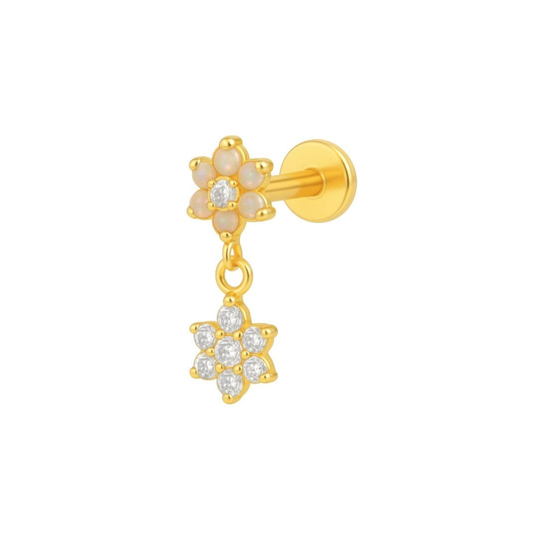 Implant Grade ASTM F136 Titanium Flower With Dangle Flower Internaly Threaded Labret