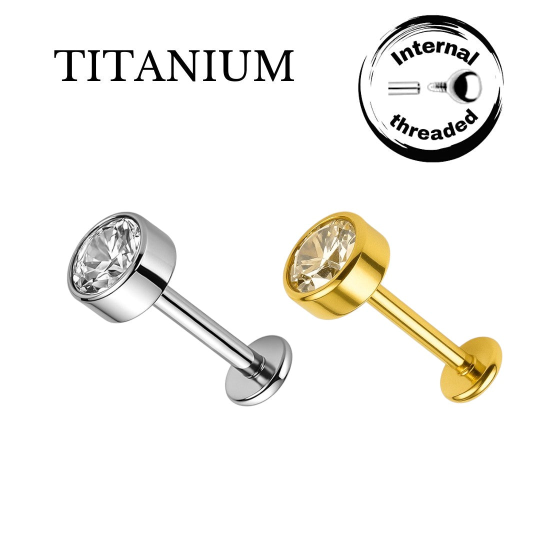 Implant Grade ASTM F136 Titanium Big Stone Internaly Threaded Labret