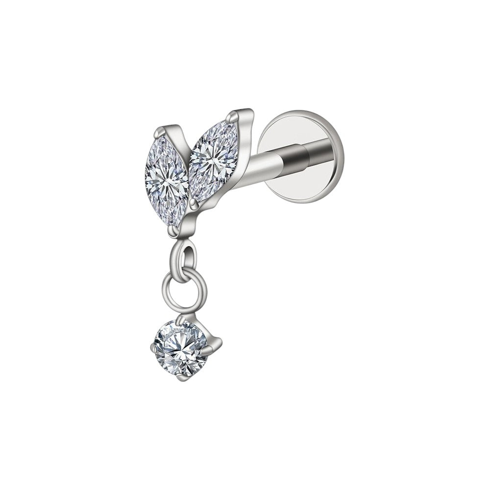 Implant Grade ASTM F136 Titanium Leaves Pendant Internaly Threaded Labret