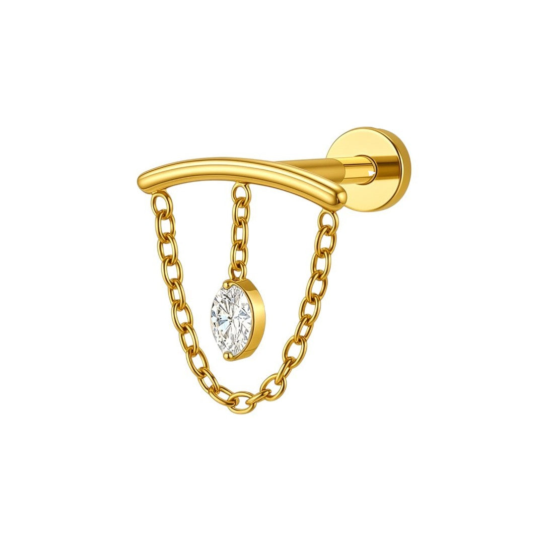 Implant Grade ASTM F136 Titanium Hidden Helix Chain Stone Internaly Threaded Labret
