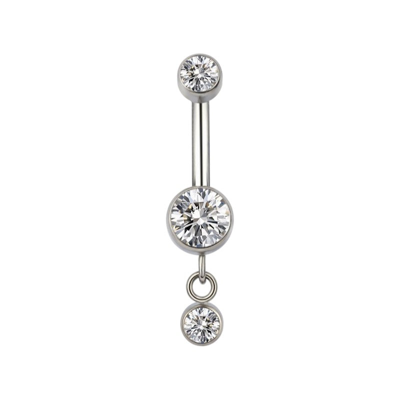 Implant Grade ASTM F136 Titanium Double Stone Pendant Belly Button Internaly Treaded