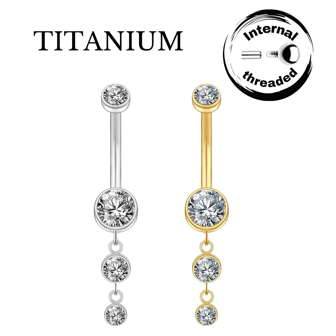 Implant Grade ASTM F136 Titanium Pendant Round Internaly Threaded Belly Ring