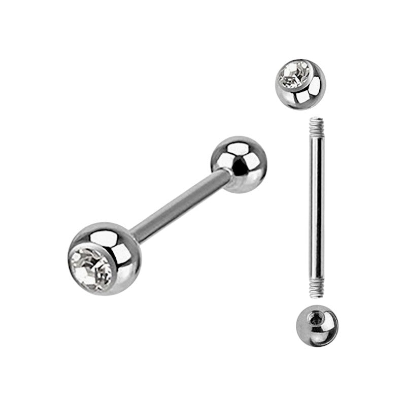 Implant Grade ASTM F136 Titanium Straight Barbell WitH 5MM Stone Ball Internaly Threaded