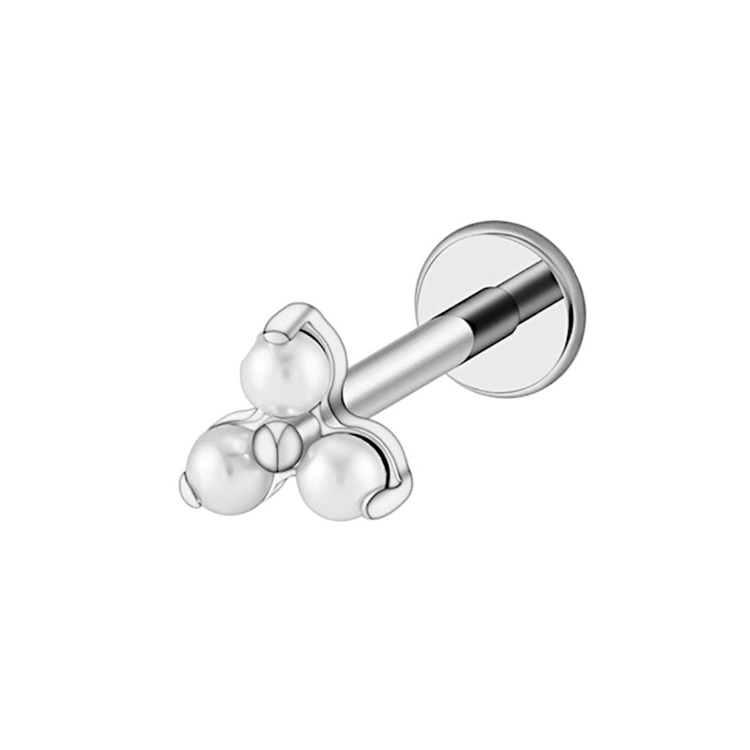 Implant Grade ASTM F136 Titanium 3 Pearls Triangle Top Internaly Threaded Labret