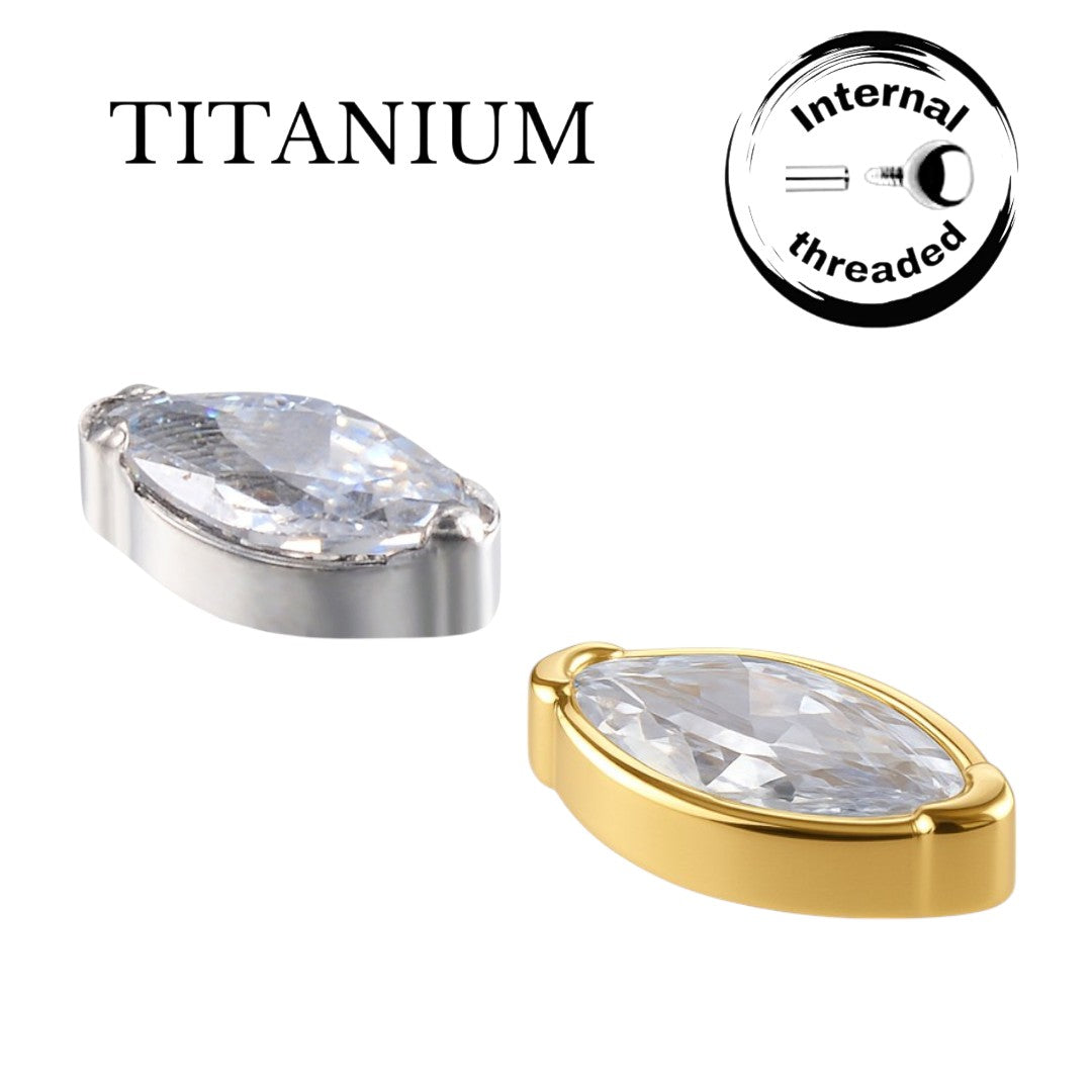 Implant Grade ASTM F136 Titanium Stone Oval Labret Top Internaly Treaded