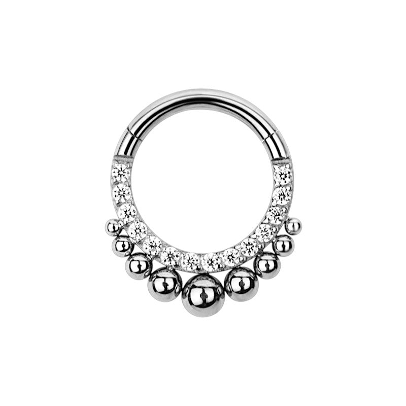 Implant Grade ASTM F136 Titanium CZ Pave Face With Tribal Asia Balls Segment Clicker
