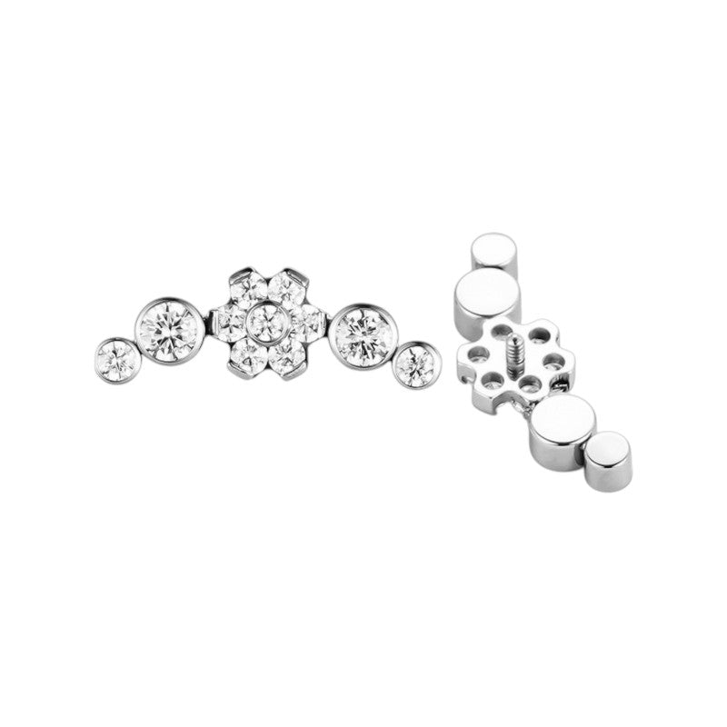 Implant Grade ASTM F136 Titanium 4 CZ Stone With Flower Internaly Threaded Labret