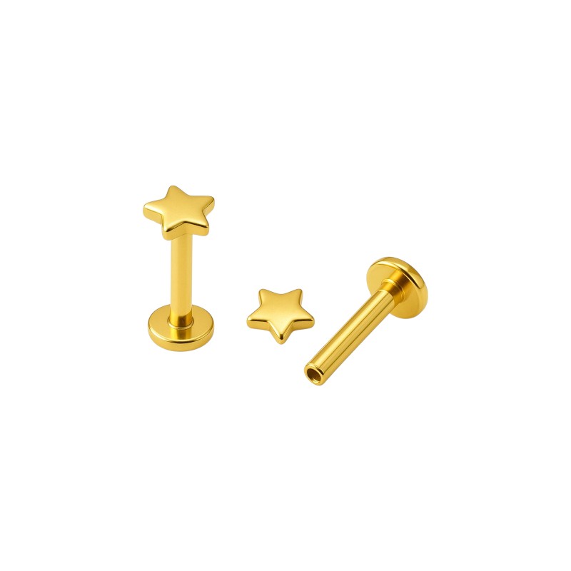 Implant Grade ASTM F136 Titanium Star Internaly Threaded Labret