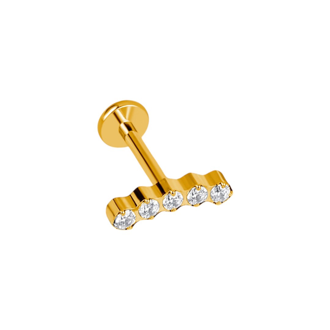 Implant Grade ASTM F136 Titanium 5 CZ Bow Internaly Threaded Labret