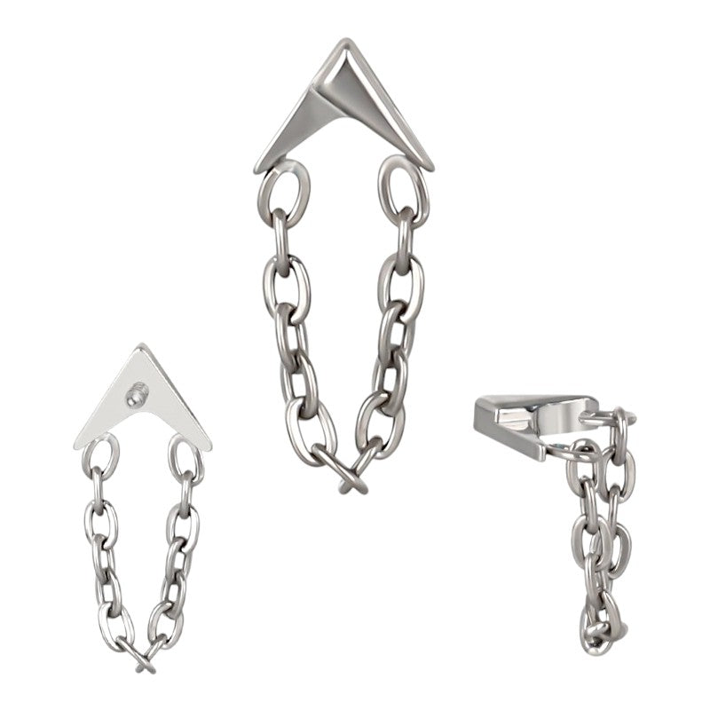 Implant Grade ASTM F136 Titanium Arrows With Chain Dangle Internaly Threaded Labret