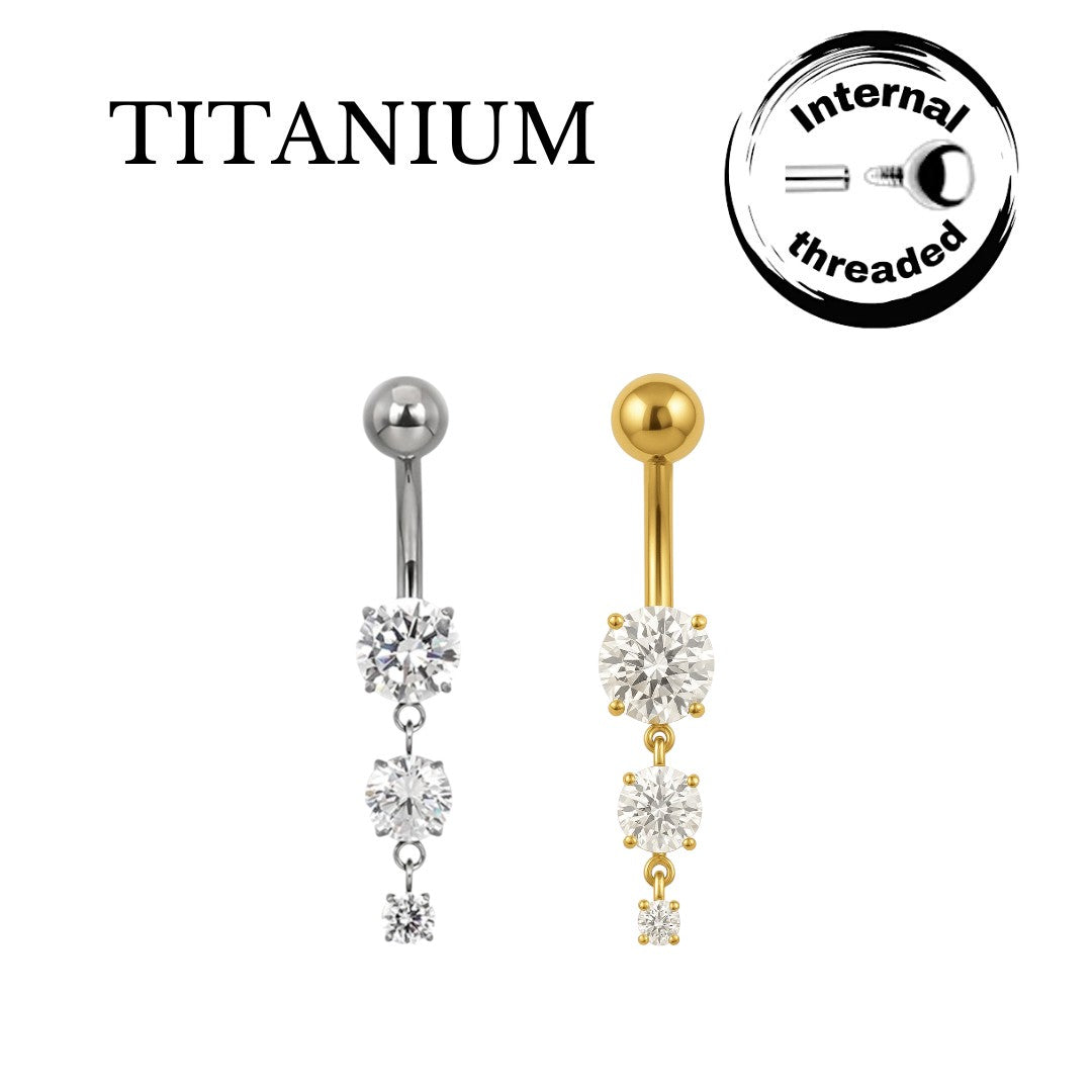 Implant Grade ASTM F136 Titanium Pendant Stones Belly Button Internaly Treaded
