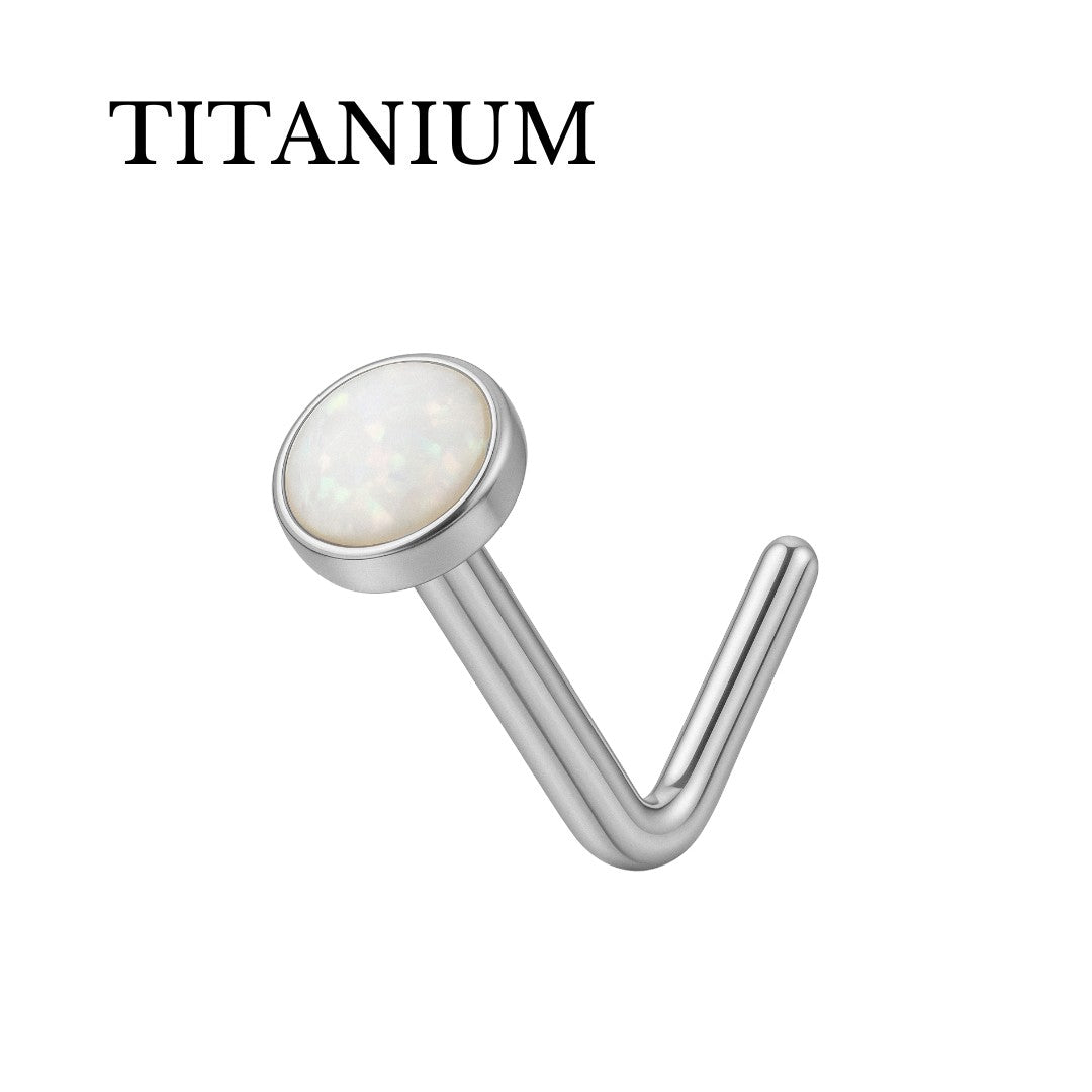 Implant Grade ASTM F136 Titanium Opal Nose Stud