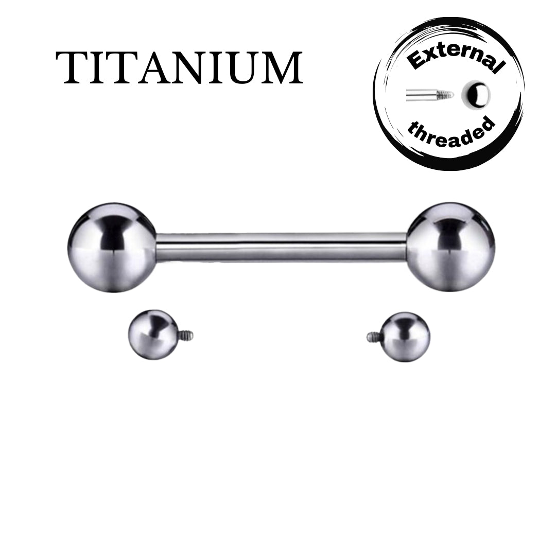 Implant Grade ASTM F136 Titanium Straight Barbell WitH 5MM Balls Internaly Threaded