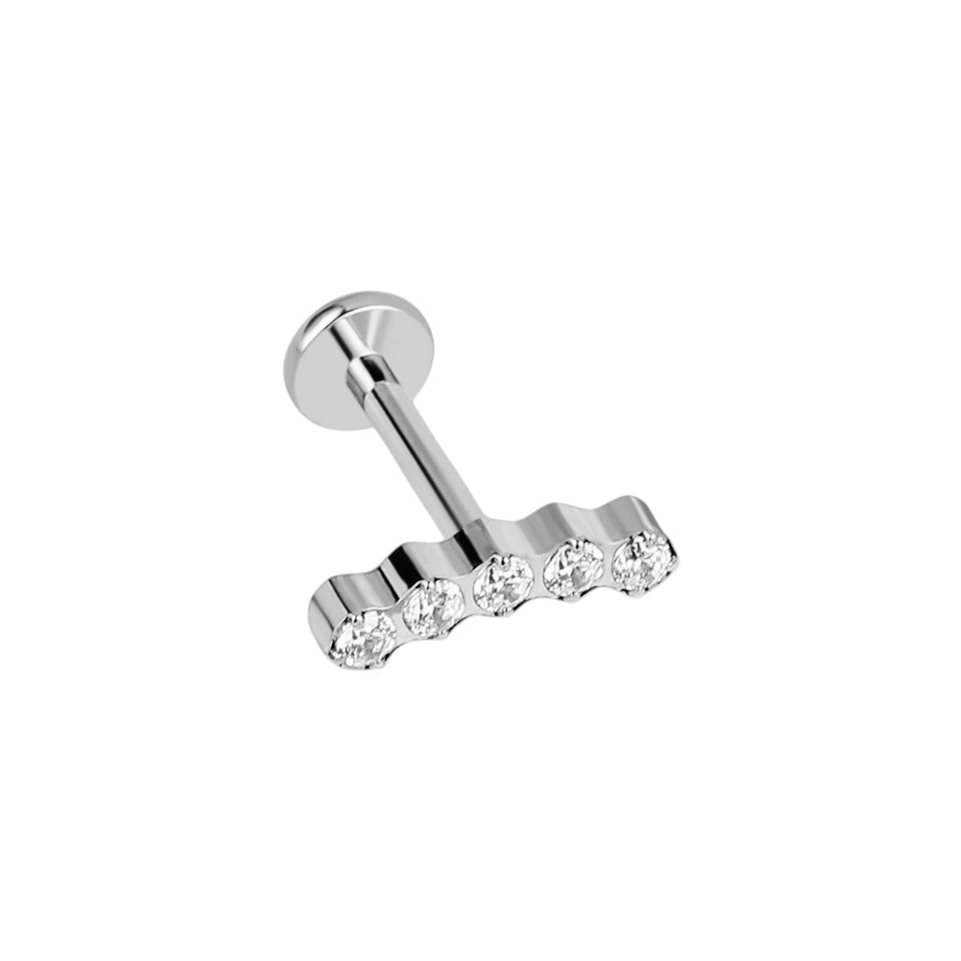 Implant Grade ASTM F136 Titanium 5 CZ Bow Internaly Threaded Labret