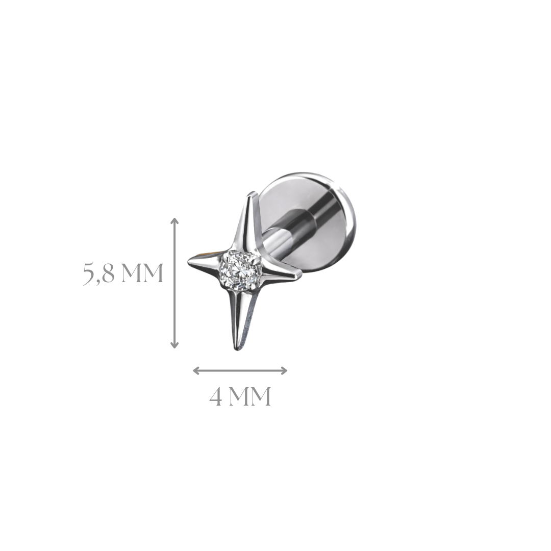 Implant Grade ASTM F136 Titanium Internaly Threaded Small Sparkle Labret