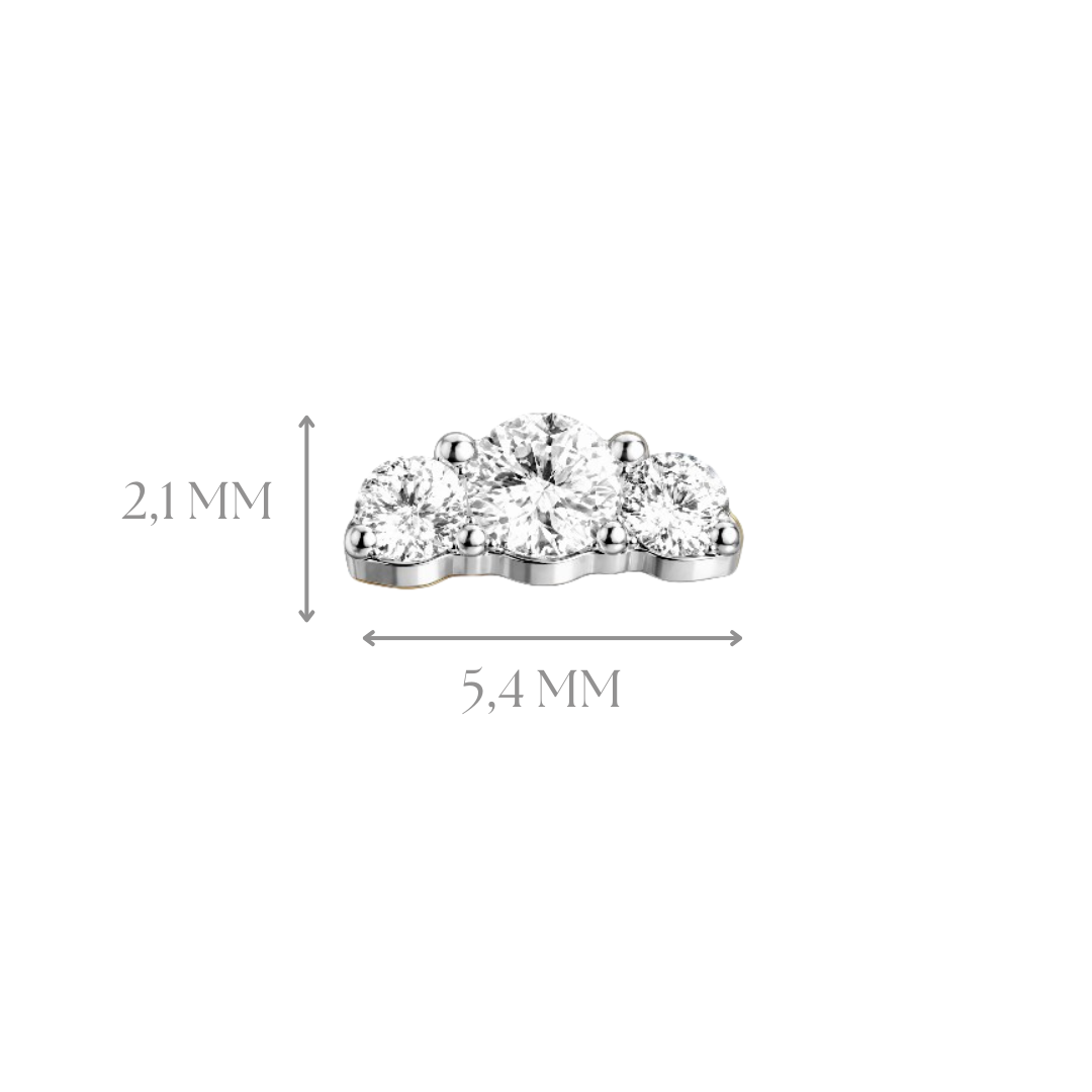 Implant Grade ASTM F136 Titanium Internaly Threaded 3 Small Stones Labret