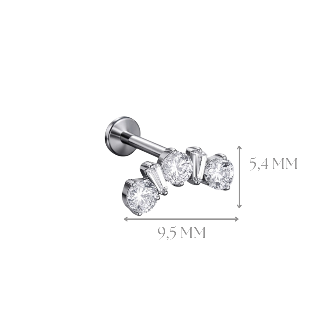 Implant Grade ASTM F136 Titanium Internaly Threaded Round And Oval stone Labret