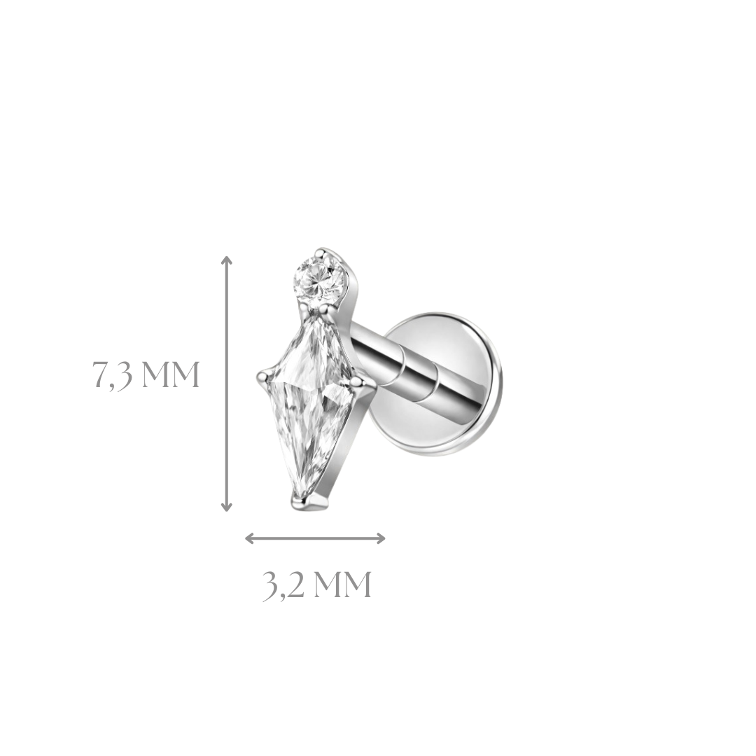 Implant Grade ASTM F136 Titanium Internaly Threaded Round Kite Stone Labret