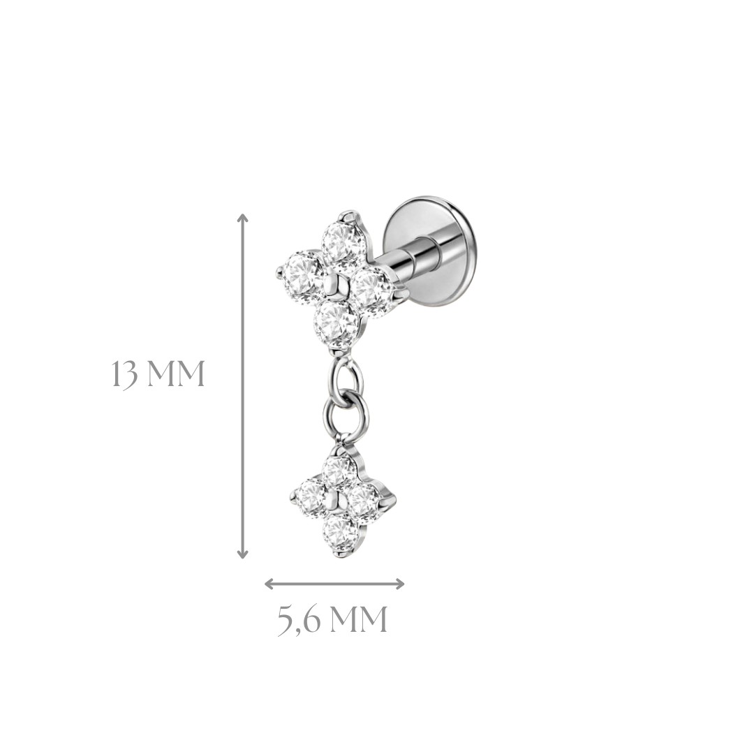 Implant Grade ASTM F136 Titanium Internaly Threaded Flower dangle Labret