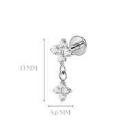 Implant Grade ASTM F136 Titanium Internaly Threaded Flower dangle Labret