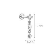 Implant Grade ASTM F136 Titanium Internaly Threaded 3 Stones Oval Labret