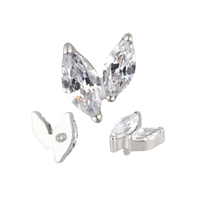 Implant Grade ASTM F136 Titanium 2 CZ Small Marquise V Internaly Threaded Labret