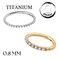 Implant Grade ASTM F136 Titanium 0.8MM With CZ Pave Side Segment Clicker