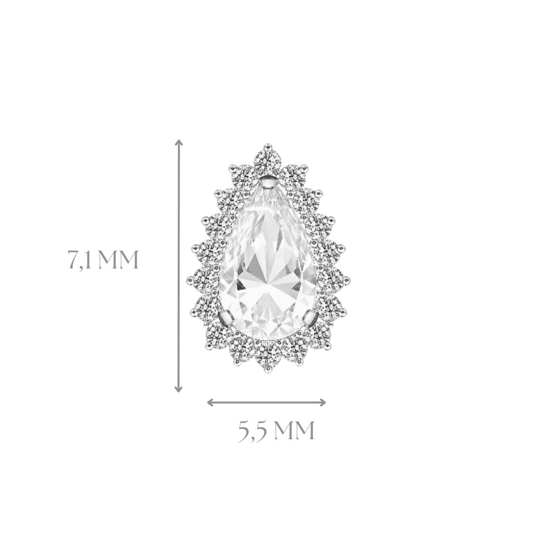 Implant Grade ASTM F136 Titanium Labret Teardrop With Stones Around