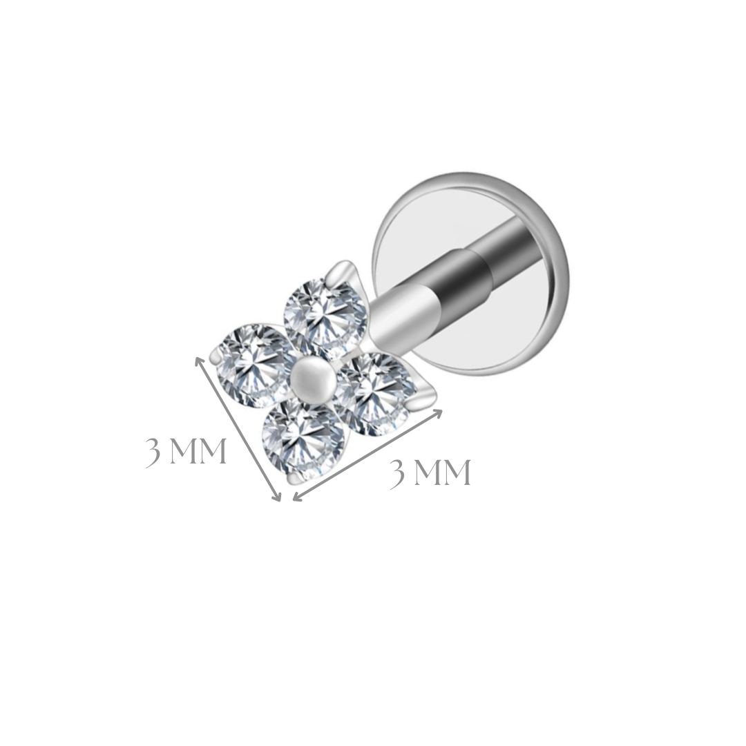Implant Grade ASTM F136 Titanium 4 Stones square Internally Threaded Labret