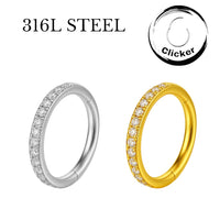 316L Stainless Steel White Zirconia CZ Clicker