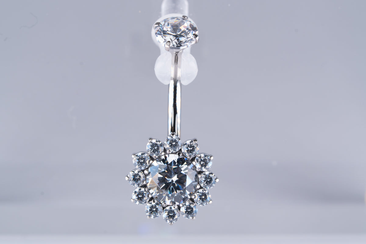 Implant Grade ASTM F136 Titanium Sunflower Stones Belly Button Internaly Treaded