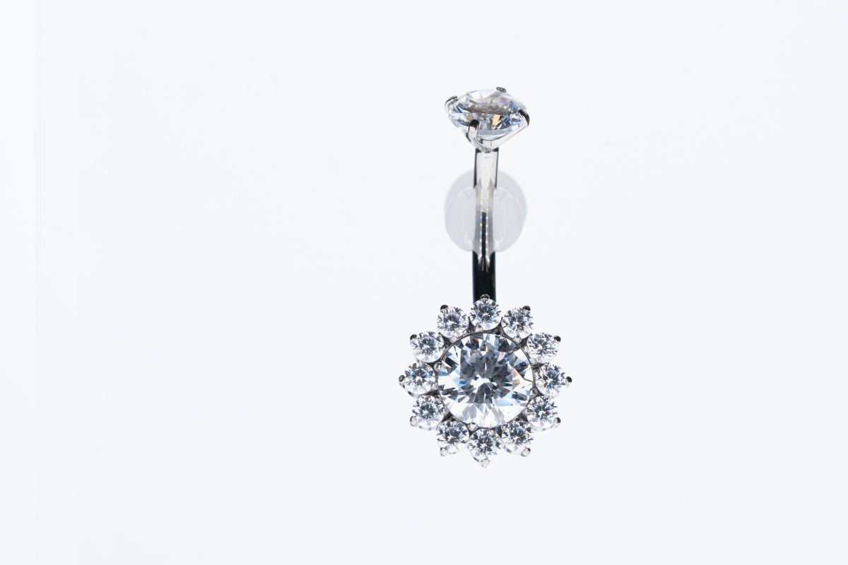 Implant Grade ASTM F136 Titanium Sunflower Stones Belly Button Internaly Treaded