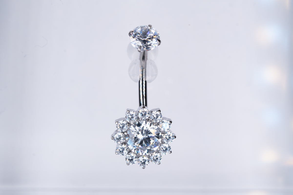 Implant Grade ASTM F136 Titanium Sunflower Stones Belly Button Internaly Treaded