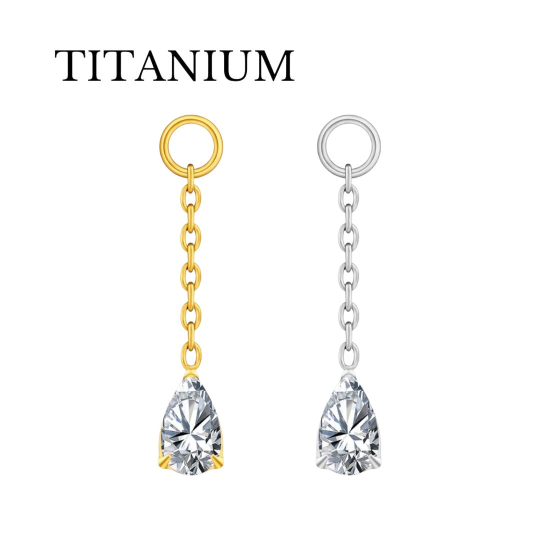 Implant Grade ASTM F136 Titanium Chain 1 Teardrop Stone
