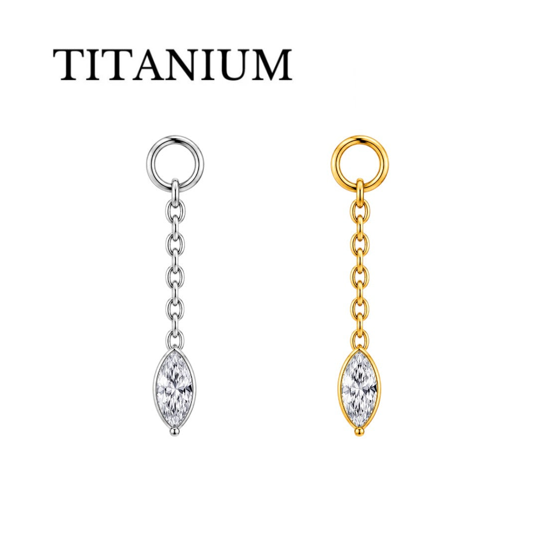 Implant Grade ASTM F136 Titanium Pendant Chain Oval Stone