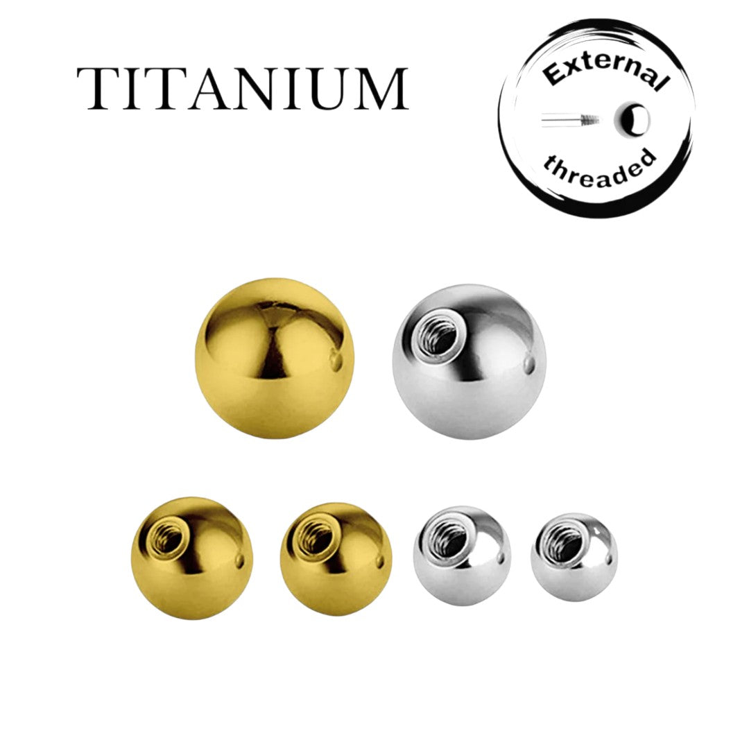 Implant Grade ASTM F136 Titanium Plain Ball EXternaly Threaded