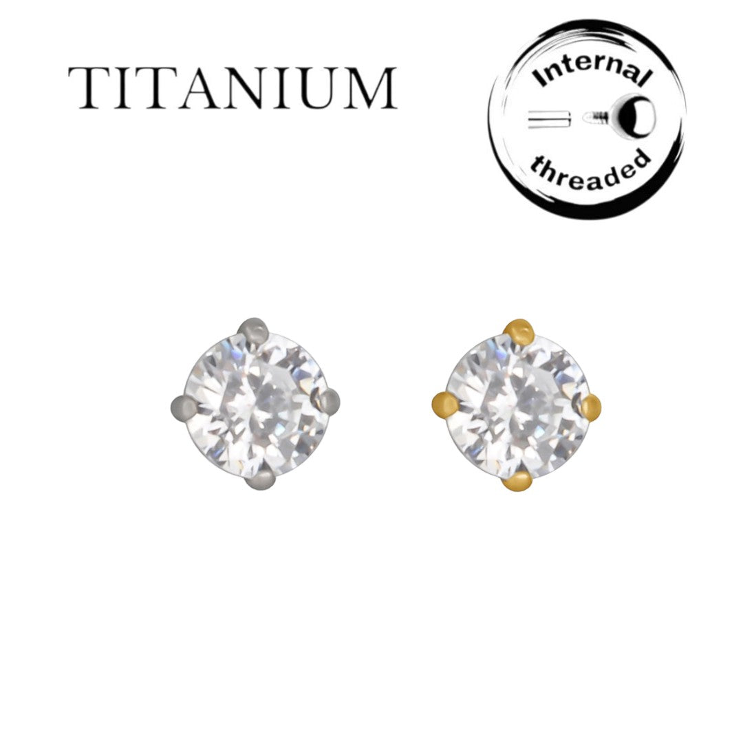 Implant Grade ASTM F136 Titanium Stone Labret Top Internaly Treaded