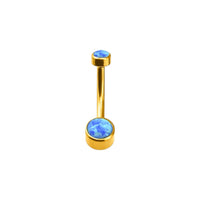 Implant Grade ASTM F136 Titanium Double Opal Stone Belly Button Internaly Treaded