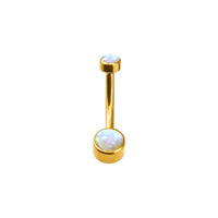 Implant Grade ASTM F136 Titanium Double Opal Stone Belly Button Internaly Treaded