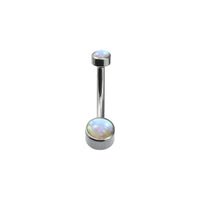 Implant Grade ASTM F136 Titanium Double Opal Stone Belly Button Internaly Treaded