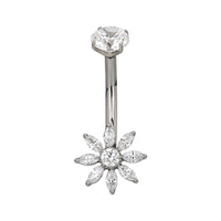 Implant Grade ASTM F136 Titanium Stone Flower Belly Button Internaly Treaded