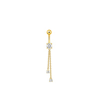 Implant Grade ASTM F136 Titanium Belly Two Chains Dangle With Stones